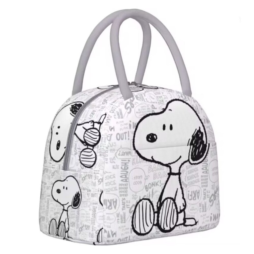 Snoopy Insulated Lunch Bag Peanuts Reusable Zipper Tote - Snoopy Comic Style